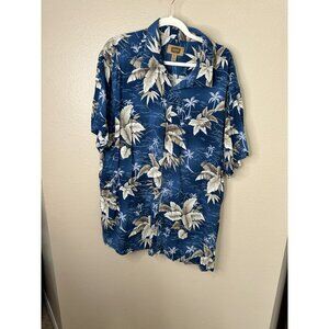 Foundry Mens Blue shirt 2XL floral collared‎ rayon button up short sleeve